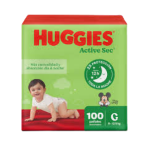 Huggies Active sec talla G x100